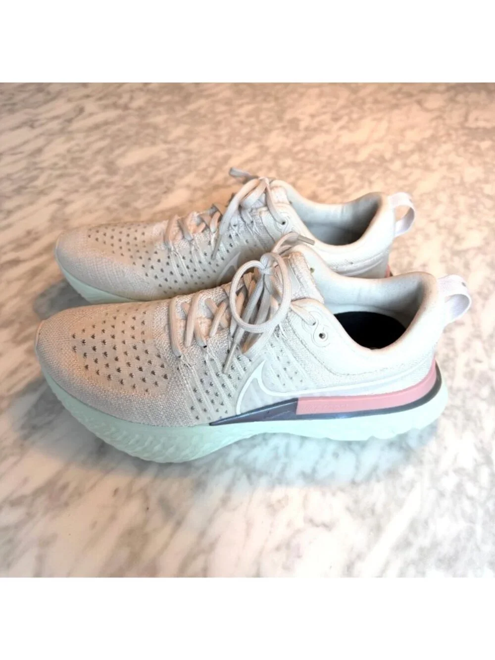 Nike React Infinity Run Flyknit 2 Womens Running Shoes White Pink Size 9/40.5